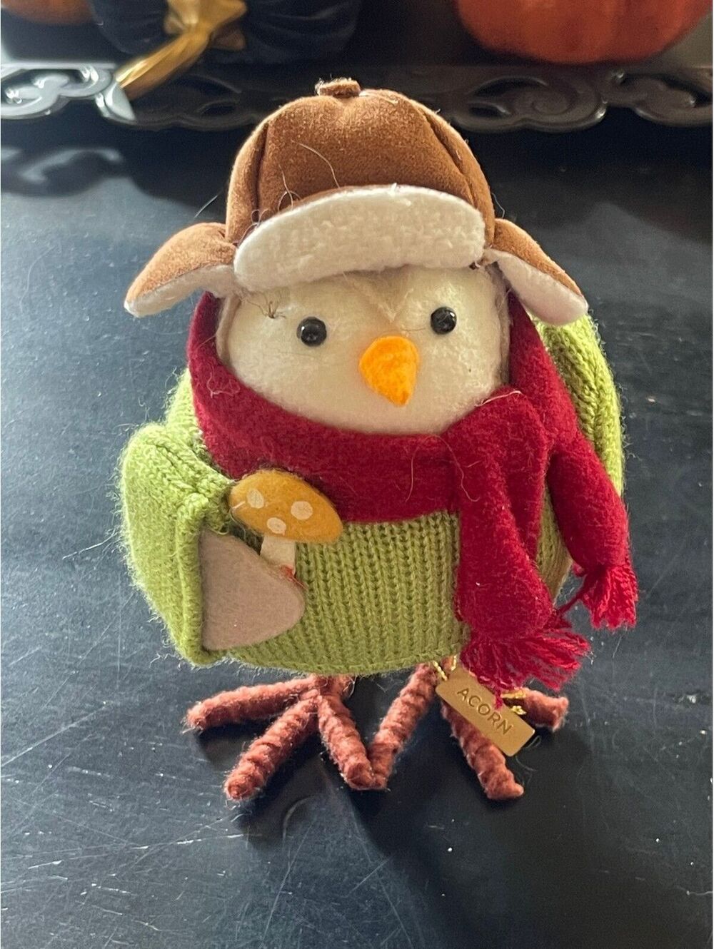 Acorn 2024 Holiday Collectible Bird Figurine with Knit Sweater and Hat